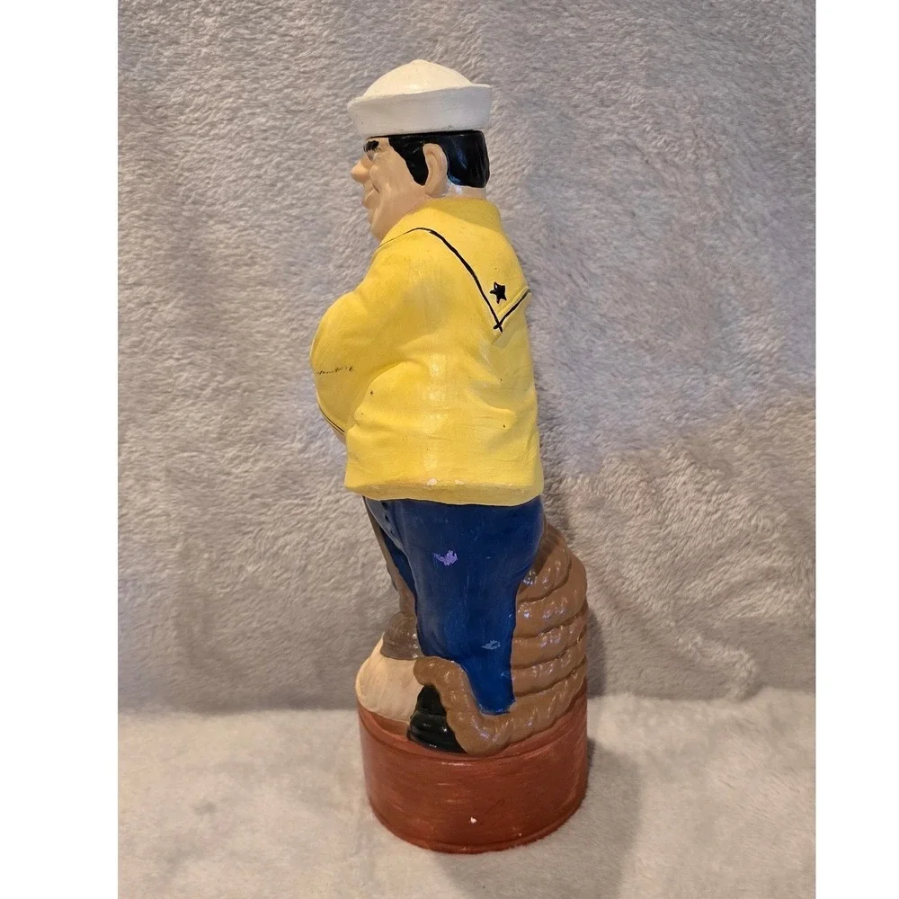 Vintage Ceramic Sailor Decanter Dark Rum Nautical Figurine Yellow Raincoat 12